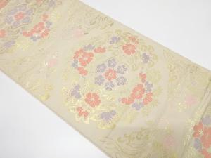 花喰い鳥に華紋織り出し　袋帯